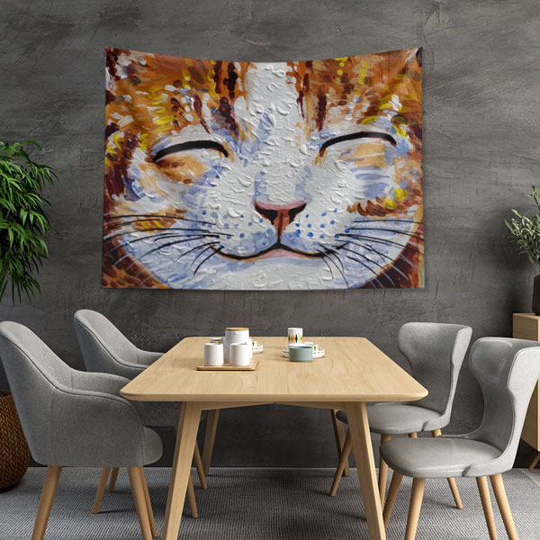 Sanatsal Kedi Duvar Örtüsü 5025