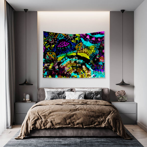 duvar-ortusu-5026-03 Neon Soyut Grafiti Duvar Örtüsü 5026