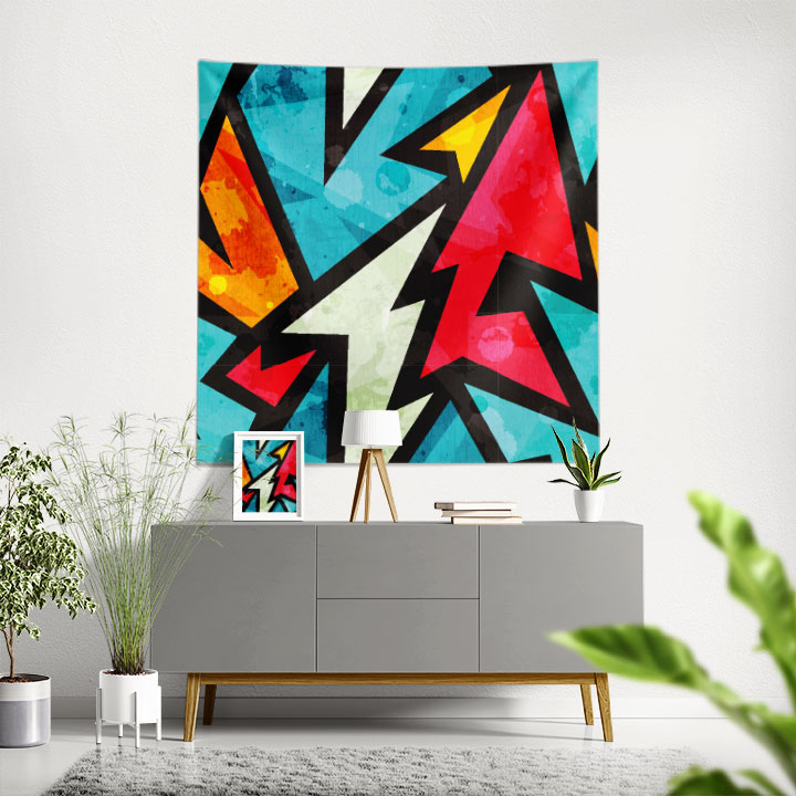 Geometrik Ok Desenli Duvar Örtüsü 5027