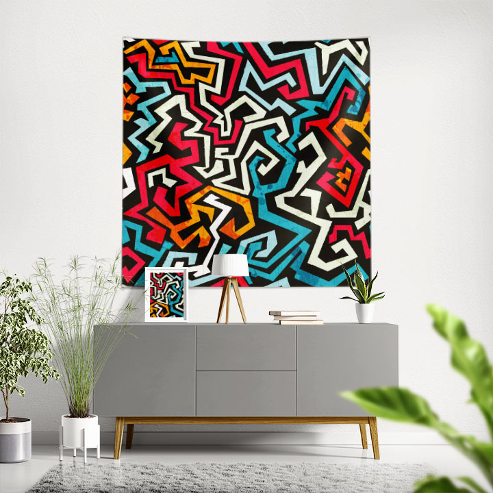 Zigzag Soyut Duvar Örtüsü 5028