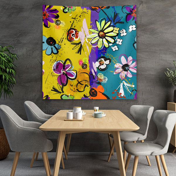 Renkli Çiçek Desenli Duvar Örtüsü 5031