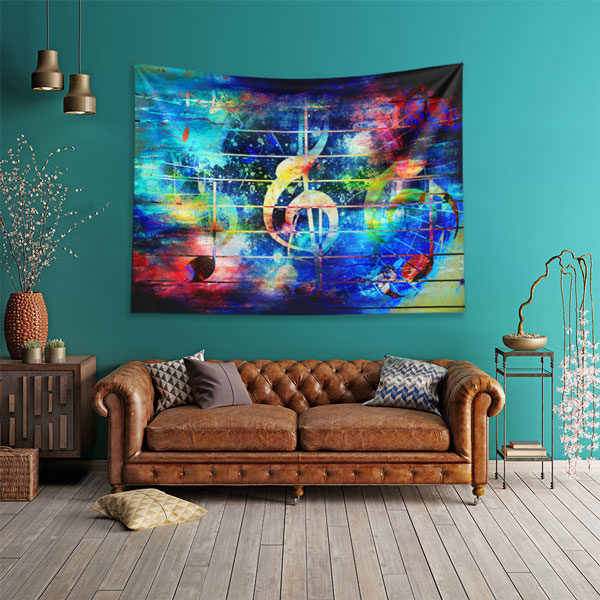 Renkli Nota Temalı Soyut Sanat Duvar Örtüsü 5078