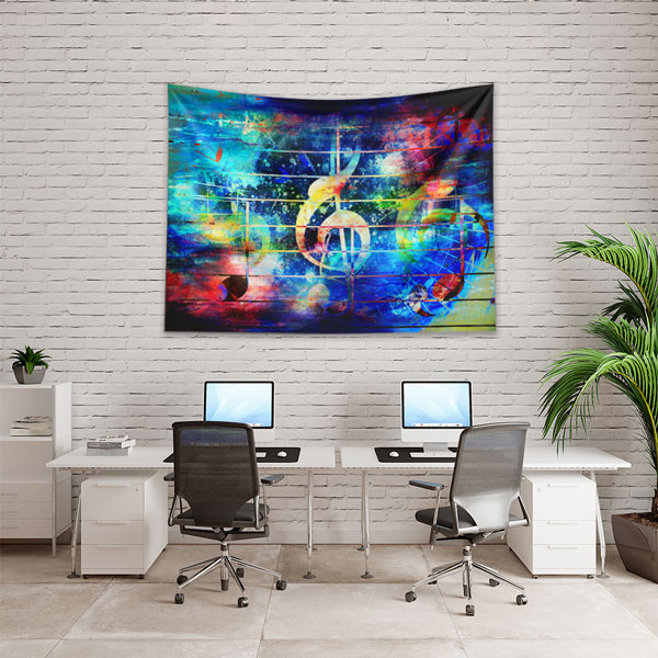 Renkli Nota Temalı Soyut Sanat Duvar Örtüsü 5078