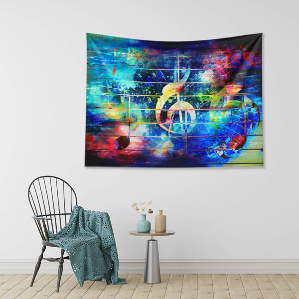 Renkli Nota Temalı Soyut Sanat Duvar Örtüsü 5078