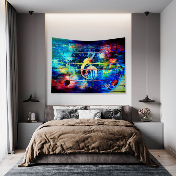 Renkli Nota Temalı Soyut Sanat Duvar Örtüsü 5078