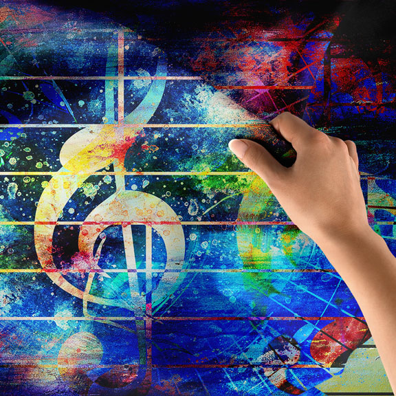 Renkli Nota Temalı Soyut Sanat Duvar Örtüsü 5078