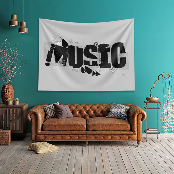 duvar-ortusu-5087-01 Tipografik MUSIC Yazılı Minimal Tasarım Duvar Örtüsü 5087