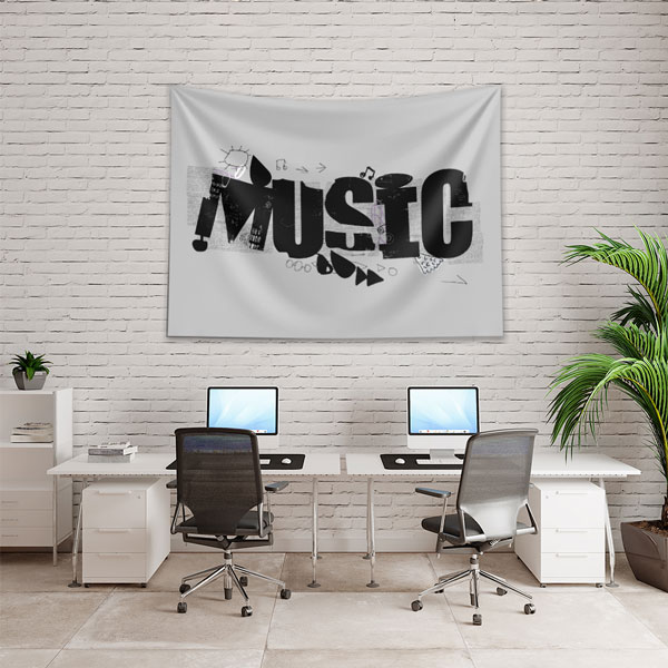 duvar-ortusu-5087-02 Tipografik MUSIC Yazılı Minimal Tasarım Duvar Örtüsü 5087