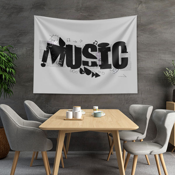 duvar-ortusu-5087-04 Tipografik MUSIC Yazılı Minimal Tasarım Duvar Örtüsü 5087