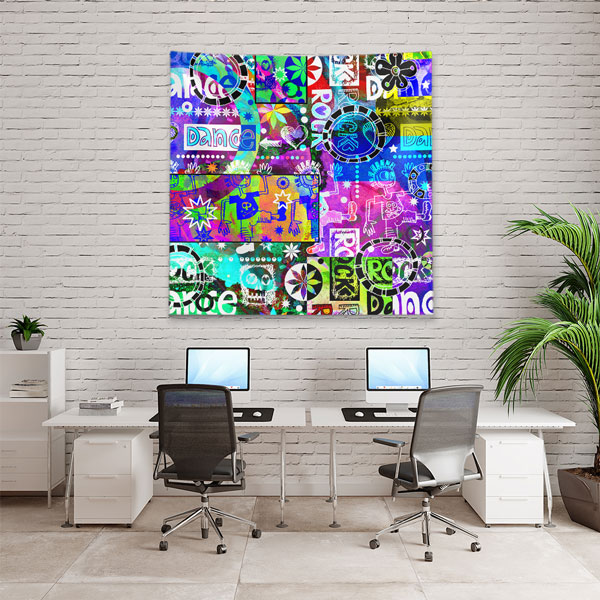 Renkli Dans ve Müzik Kolaj Tasarım Duvar Örtüsü 5088
