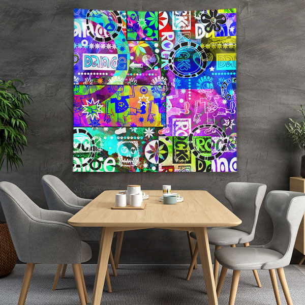 Renkli Dans ve Müzik Kolaj Tasarım Duvar Örtüsü 5088