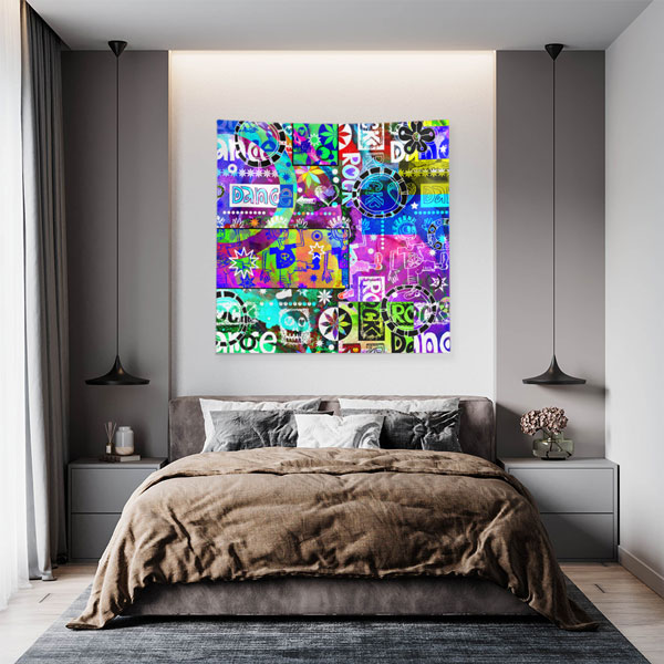 Renkli Dans ve Müzik Kolaj Tasarım Duvar Örtüsü 5088