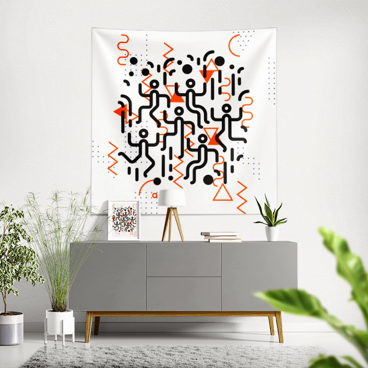 Soyut Geometrik Dans ve Ritim Tasarım Duvar Örtüsü 5089