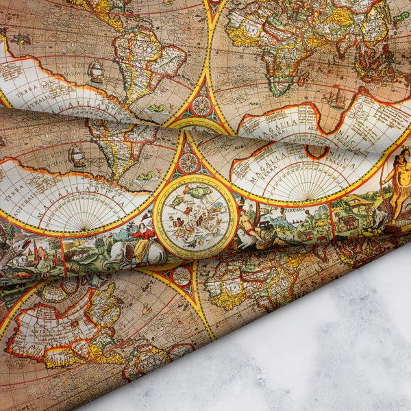 Çift Yarımküre Antik Dünya Haritası Duvar Örtüsü 5140