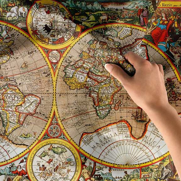 Çift Yarımküre Antik Dünya Haritası Duvar Örtüsü 5140