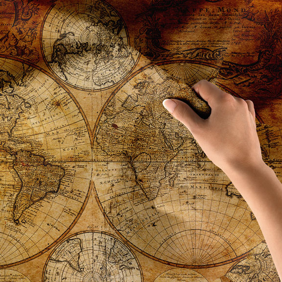 Antik Harita Stili Çok Panelli Dünya Haritası Duvar Örtüsü 5153