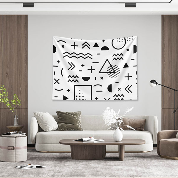 Soyut İkonlu Memphis Stil Geometrik Duvar Örtüsü 5194