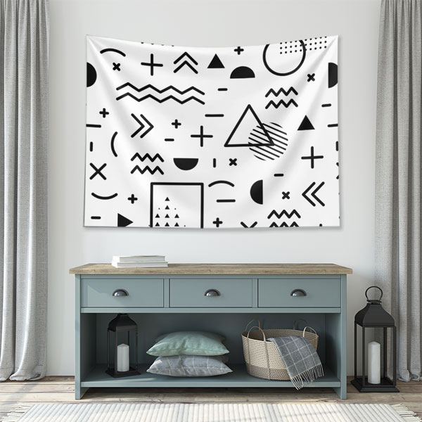 Soyut İkonlu Memphis Stil Geometrik Duvar Örtüsü 5194