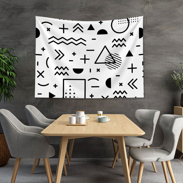 Soyut İkonlu Memphis Stil Geometrik Duvar Örtüsü 5194