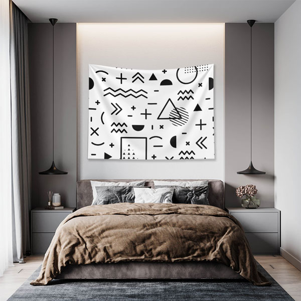 Soyut İkonlu Memphis Stil Geometrik Duvar Örtüsü 5194