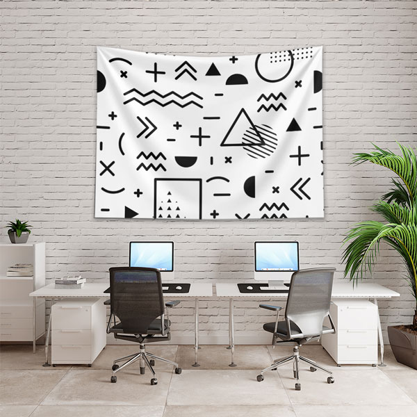 Soyut İkonlu Memphis Stil Geometrik Duvar Örtüsü 5194