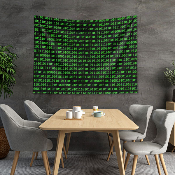 Binary Kod Desenli Teknoloji Duvar Örtüsü 5404