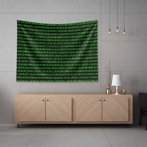 Binary Kod Desenli Teknoloji Duvar Örtüsü 5404