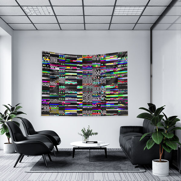 Glitch Efektli Modern Dijital Sanat Duvar Örtüsü 5412