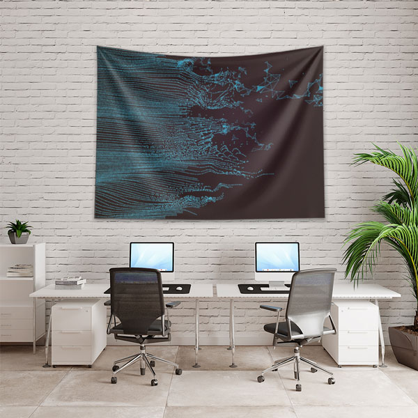 duvar-ortusu-5419-01 Dijital Veri Akışı ve Noktasal Ağ Tasarımlı Modern Duvar Örtüsü 5419