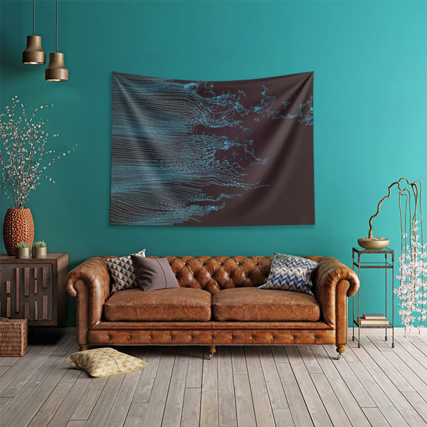 duvar-ortusu-5419-03 Dijital Veri Akışı ve Noktasal Ağ Tasarımlı Modern Duvar Örtüsü 5419