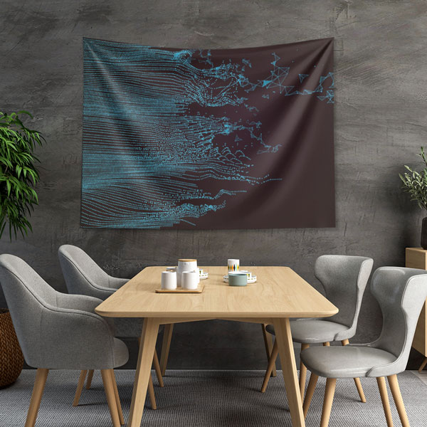 duvar-ortusu-5419-04 Dijital Veri Akışı ve Noktasal Ağ Tasarımlı Modern Duvar Örtüsü 5419