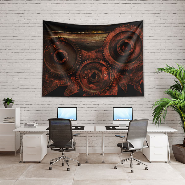 Paslı Dişli Çark Desenli Endüstriyel Duvar Örtüsü 5486