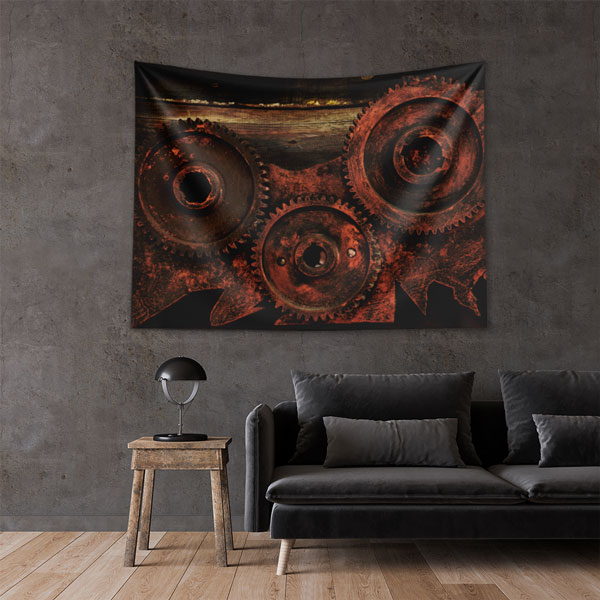 Paslı Dişli Çark Desenli Endüstriyel Duvar Örtüsü 5486