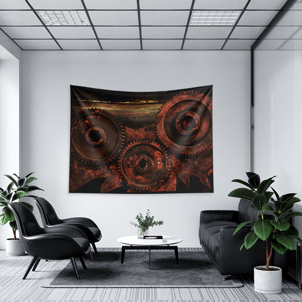 Paslı Dişli Çark Desenli Endüstriyel Duvar Örtüsü 5486