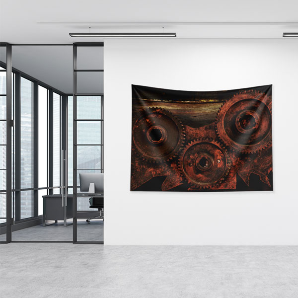 Paslı Dişli Çark Desenli Endüstriyel Duvar Örtüsü 5486