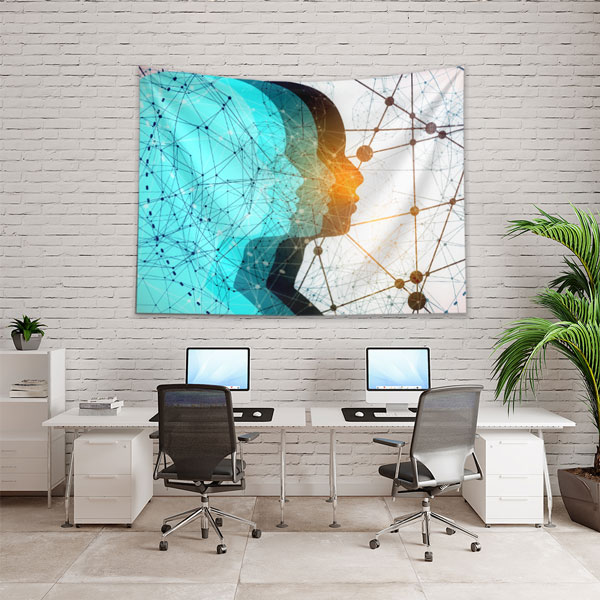 Modern Silüet ve Bağlantı Desenli Duvar Örtüsü 5488