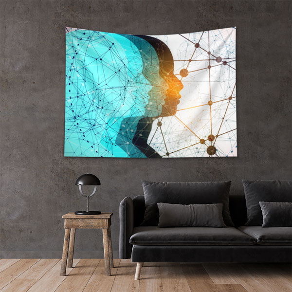 Modern Silüet ve Bağlantı Desenli Duvar Örtüsü 5488