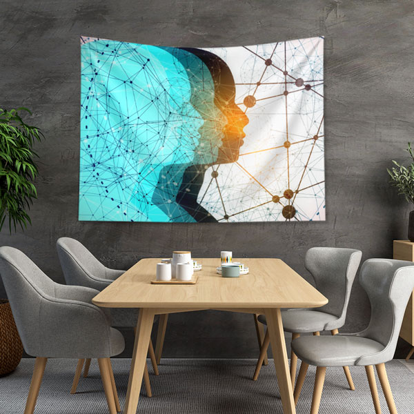 Modern Silüet ve Bağlantı Desenli Duvar Örtüsü 5488