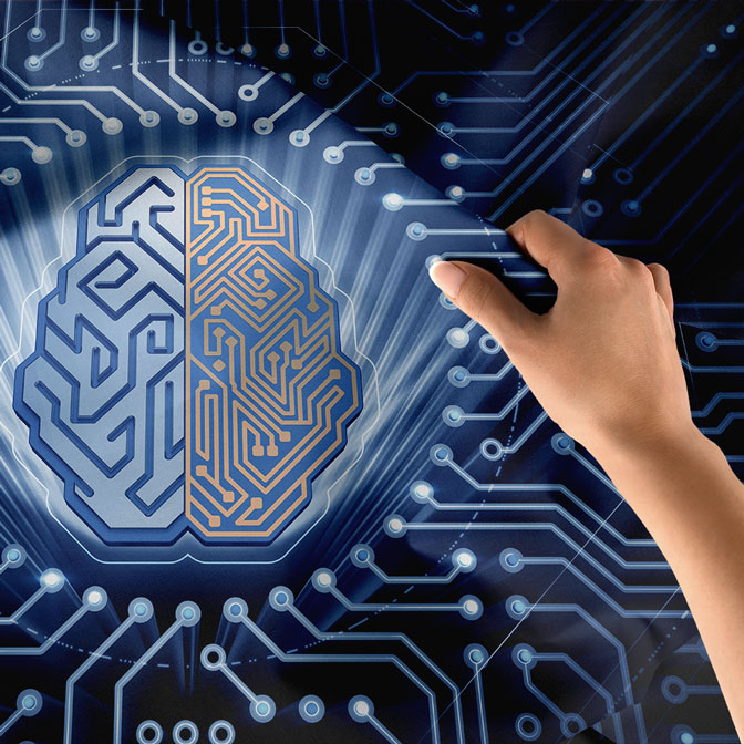 Teknoloji ve Yapay Zekâ Beyin Devreleri Tasarımlı Duvar Örtüsü 5494