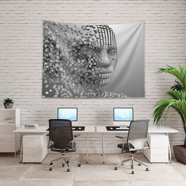 Dijital Mozaik Yüz Tasarımlı Modern Duvar Örtüsü 5496