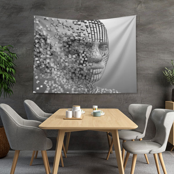 Dijital Mozaik Yüz Tasarımlı Modern Duvar Örtüsü 5496