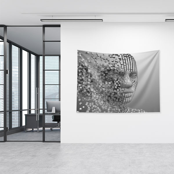 Dijital Mozaik Yüz Tasarımlı Modern Duvar Örtüsü 5496