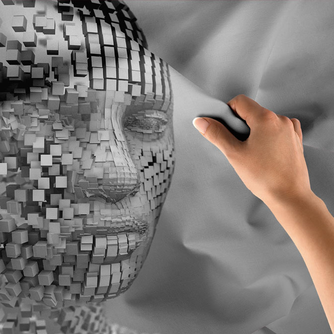 Dijital Mozaik Yüz Tasarımlı Modern Duvar Örtüsü 5496