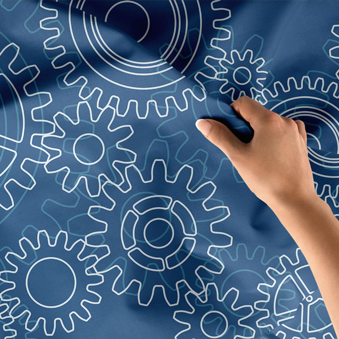 Mavi Beyaz Dişli Çark Desenli Endüstriyel Duvar Örtüsü 5499