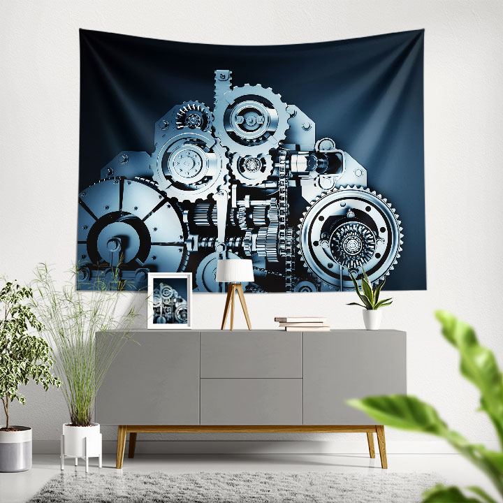 Endüstriyel Metal Dişli Mekanizma Tasarımlı Duvar Örtüsü 5504