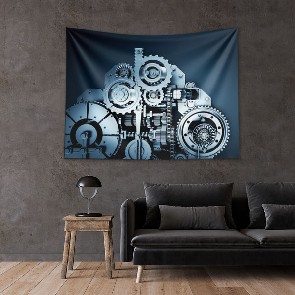 Endüstriyel Metal Dişli Mekanizma Tasarımlı Duvar Örtüsü 5504