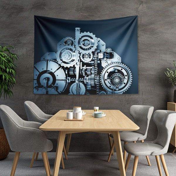 Endüstriyel Metal Dişli Mekanizma Tasarımlı Duvar Örtüsü 5504