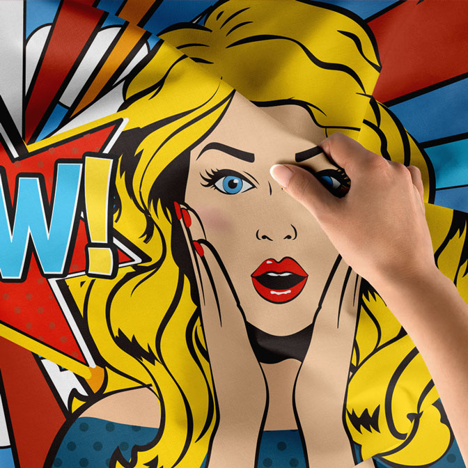 Pop Art WOW Kadın İllüstrasyonlu Kuaför Duvar Örtüsü 5732