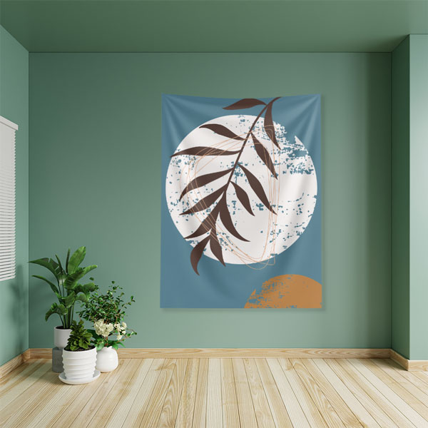Minimal Yaprak ve Daire Kompozisyonlu Duvar Örtüsü 6281