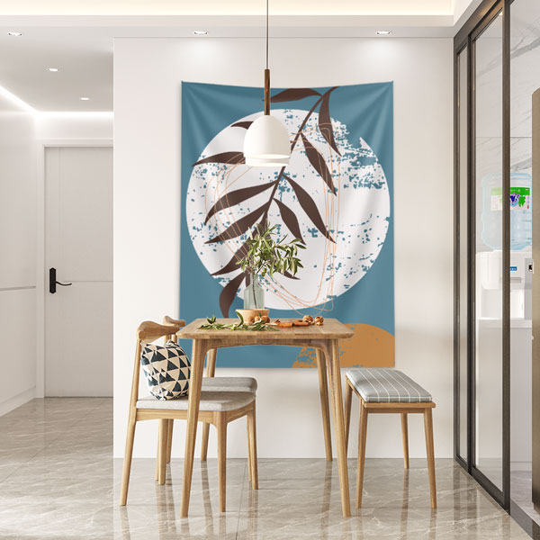 Minimal Yaprak ve Daire Kompozisyonlu Duvar Örtüsü 6281